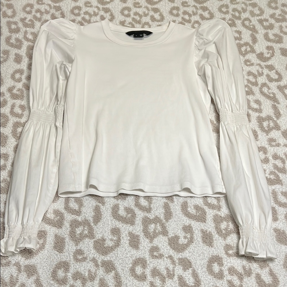Veronica Beard Long Sleeve White Shirt. Poof Sleeves. Size Small.